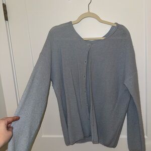 Sezane Light Gray Button-Up Cardigan